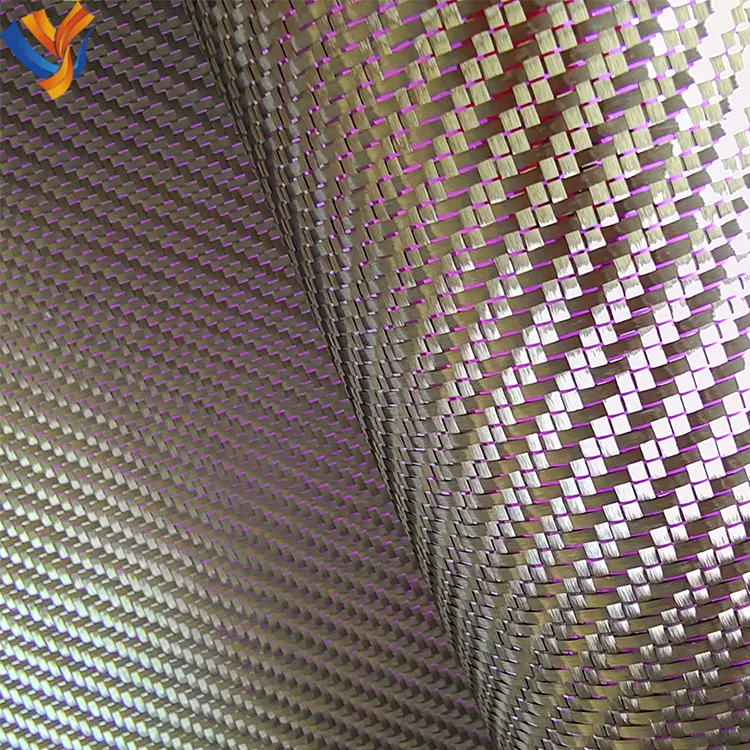 Twill Weave Single Purple Wire Carbon Fiber Fabric 3K Single Metallic Purple Tinsel Filament Carbon Fiber Fabric
