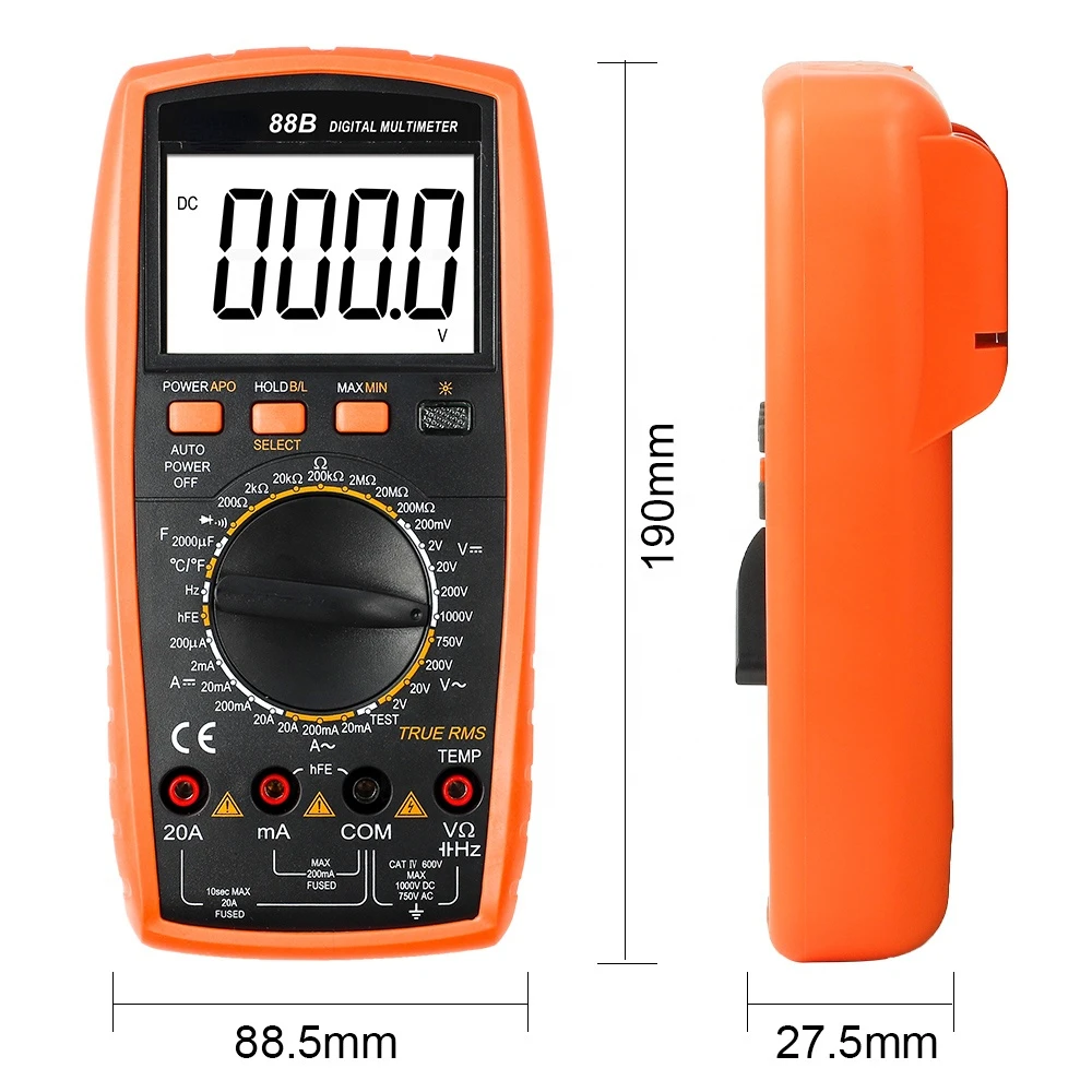 DECCA  88B Ture RMS 1999 Counts LCD Digital Multimeter Tester Manual range With Temperature Frequency
