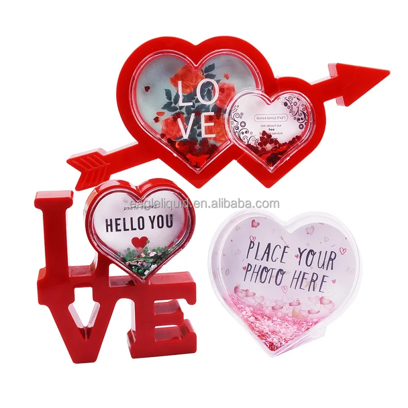 Подарок на день Святого Валентина фоторамка в форме сердца снежный шар со светодиодной подсветкой и сверкающими блестками Свадебный водяной