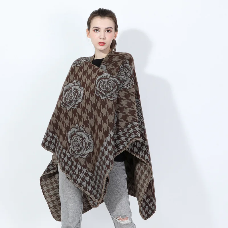 
Hot Sale Europe Mexican 100% Viscose Women Poncho Girls Cape Shawl Pashmina Poncho Sweater Ladies Winter Shawl 