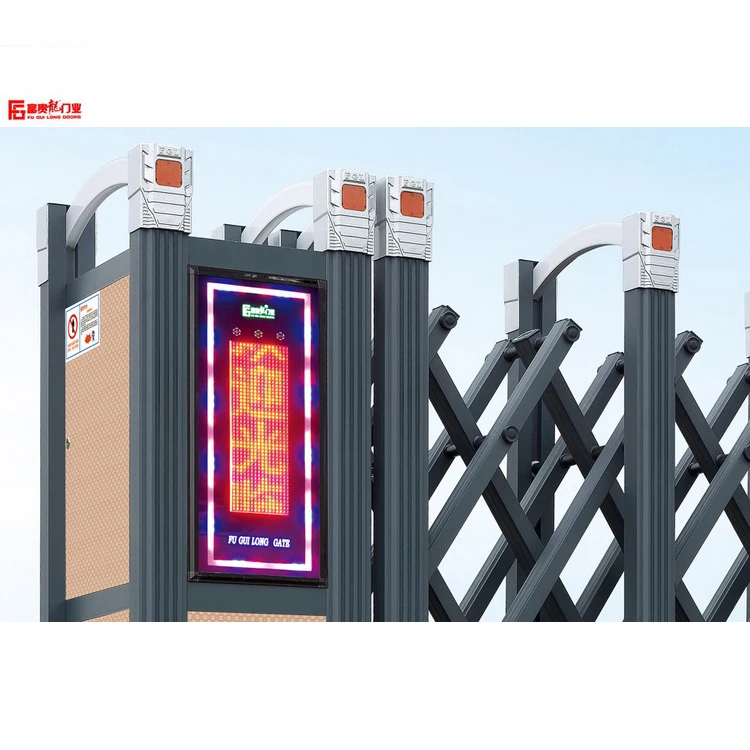 Customized aluminum retractable gate aluminum electric operated retractable gate automatic telescopic door with LED screen