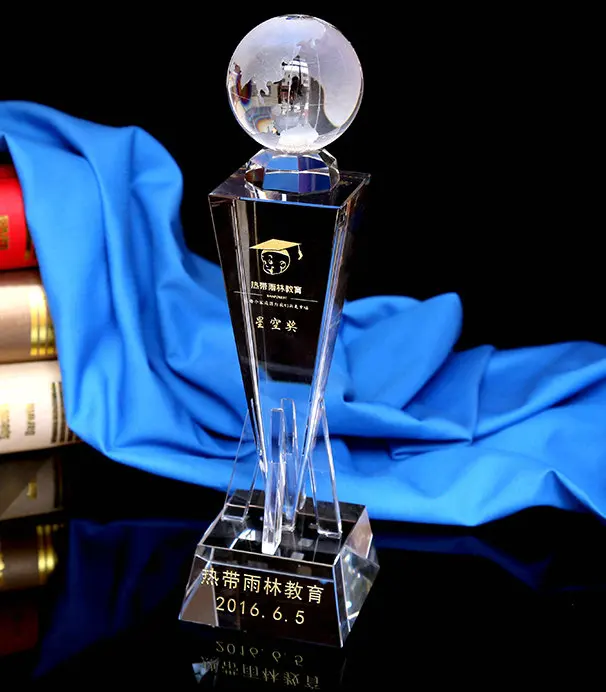 Customized acrylic k9 crystal glass ball trophy sports music dance souvenir award medal plaque