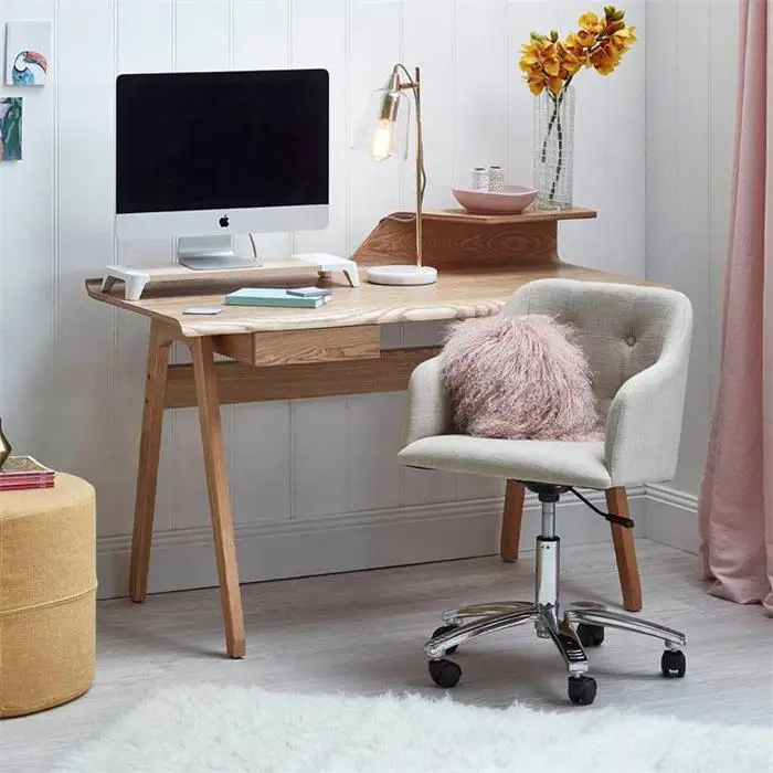 QUAWE Modern Simple Student Table Solid Wood Home Computer Desk Wooden Writing Desk Study Desk with Drawer