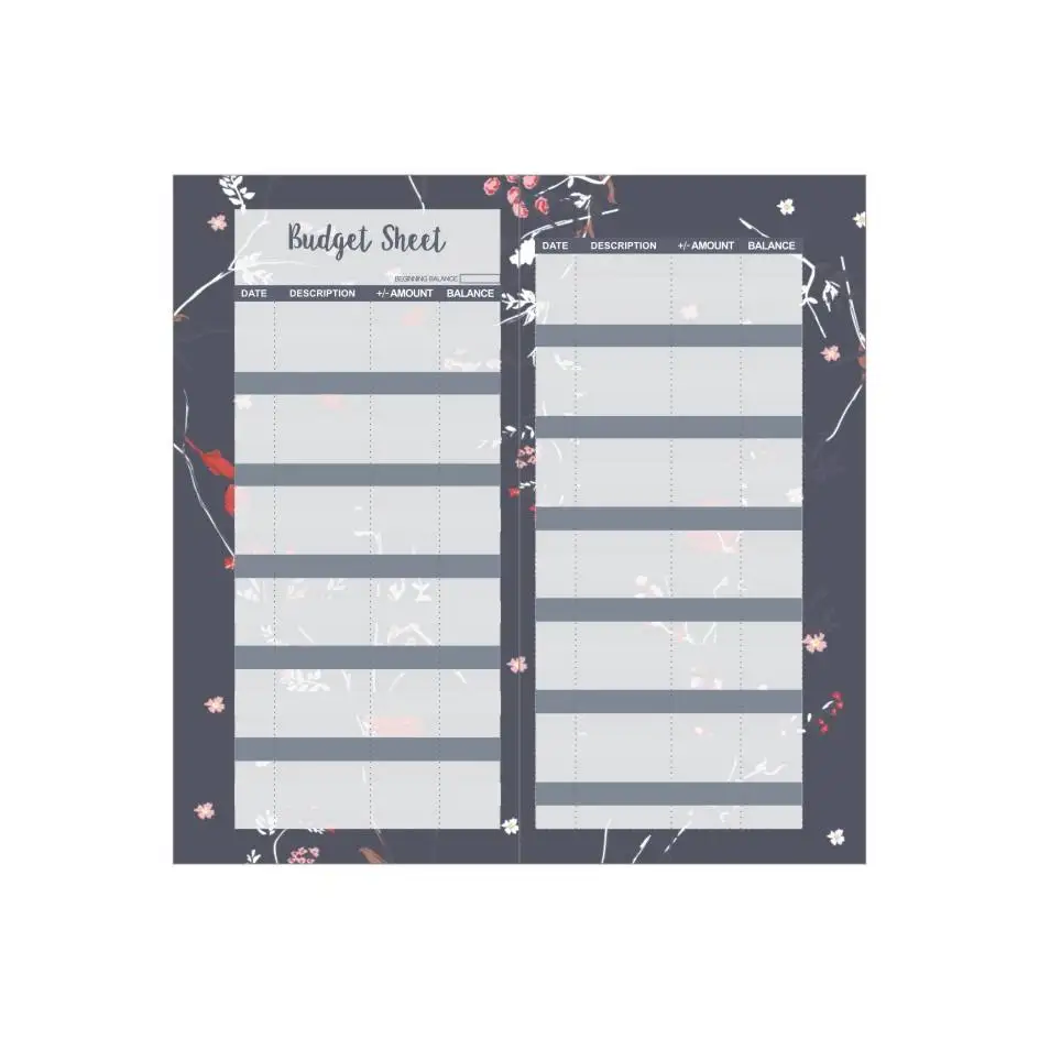 Budget card pattern with holes Cash plan spending card Budget Schedule planner Loose leaf replacement core customizable