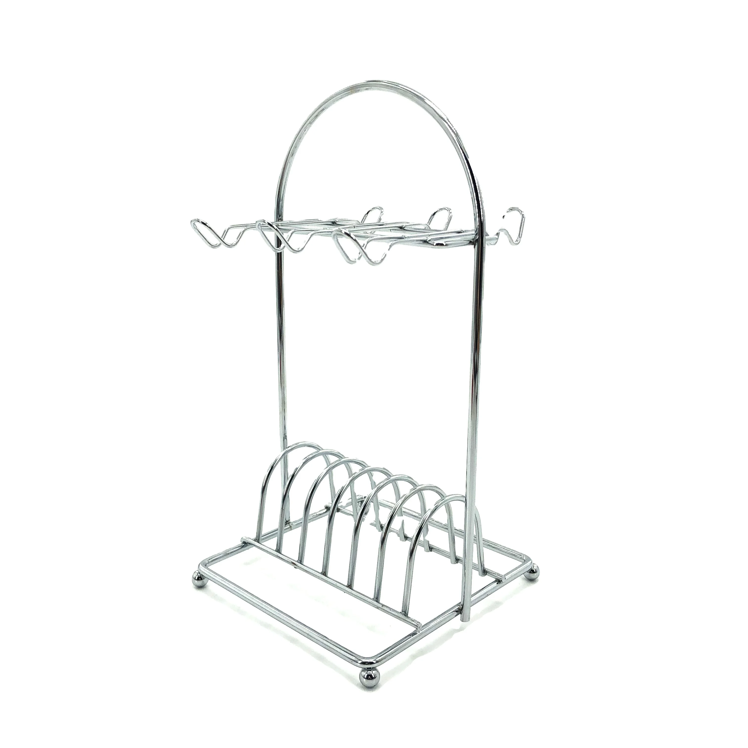 Coffee Mug Holder with Coffee Pod & Saucer Basket Storage 6 Capacity Cup Mug Holder Tree for Coffee, Glasses and Cups Mug Rack