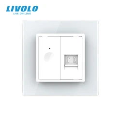 Livolo c7 Tel Socket Module And 1 Gang Touch Switch Assemble European Socket And Switch