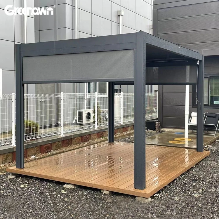 Customized Manual or Motorized Aluminium Balcony Arbors Louver Roof Pergola Cover
