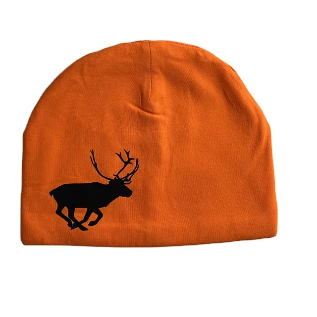 Fashionable outdoor printed logo cotton mens fleece lined ski beanie helmet