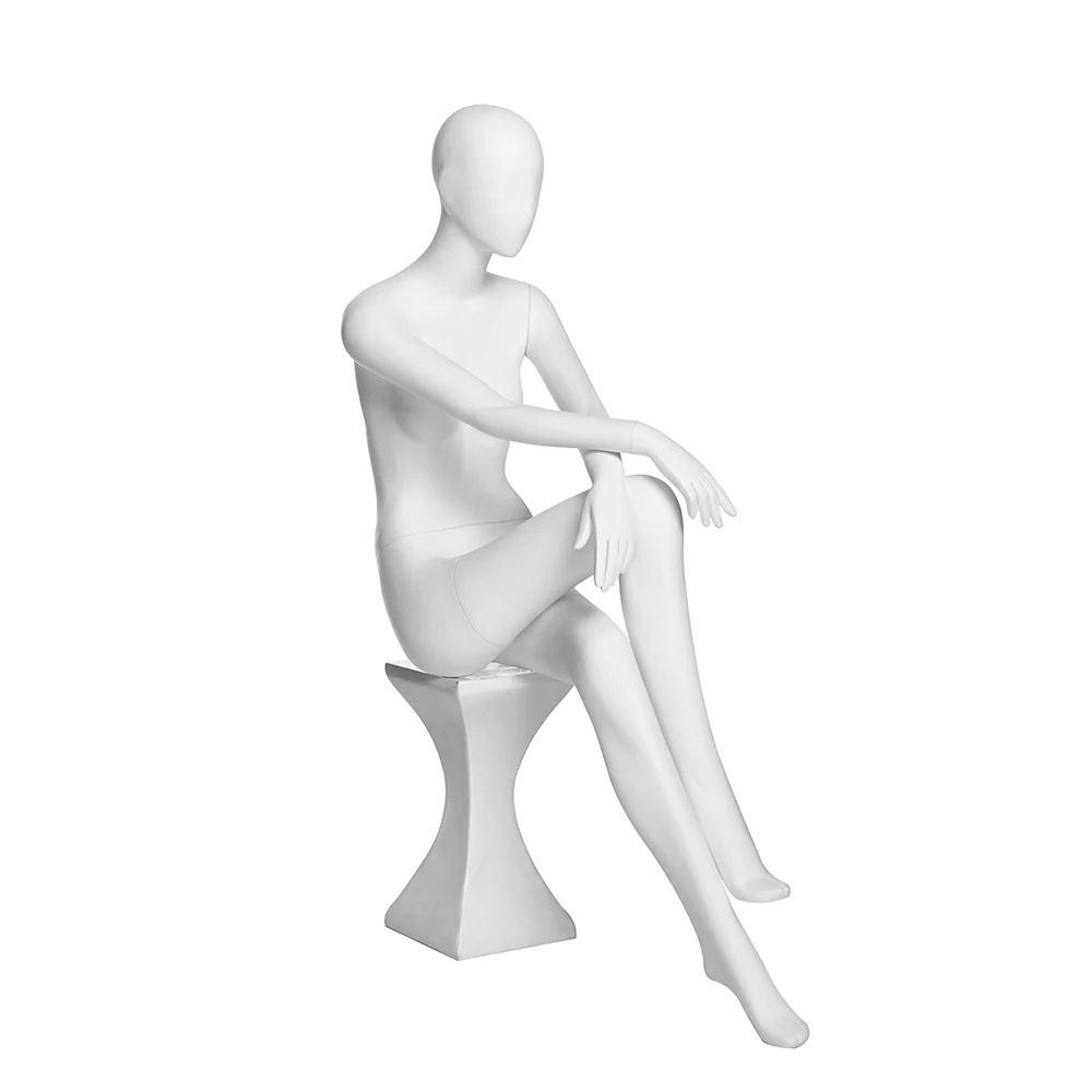 Sophie-3 Wholesale Fiberglass White Sitting pose Full Body Female Mannequins