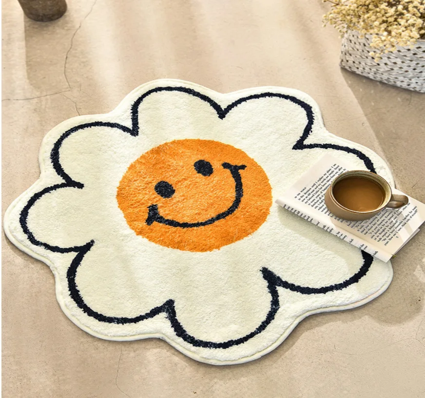 Curve cute rug artificial flower shaped bath mat