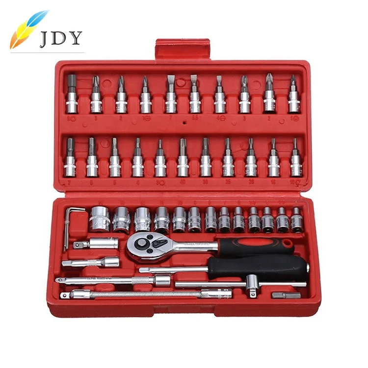46 шт. в одном наборе инструменты для авторемонта комбинированный набор ударных торцевых гаечных ключей гаечный ключ 1/4 Набор торцевых ключей с храповым механизмом