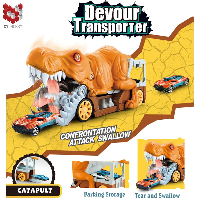 Kids Dinosaur Shark Crocodile Devour Car Toys With Metal Car Toys With Car Storage
