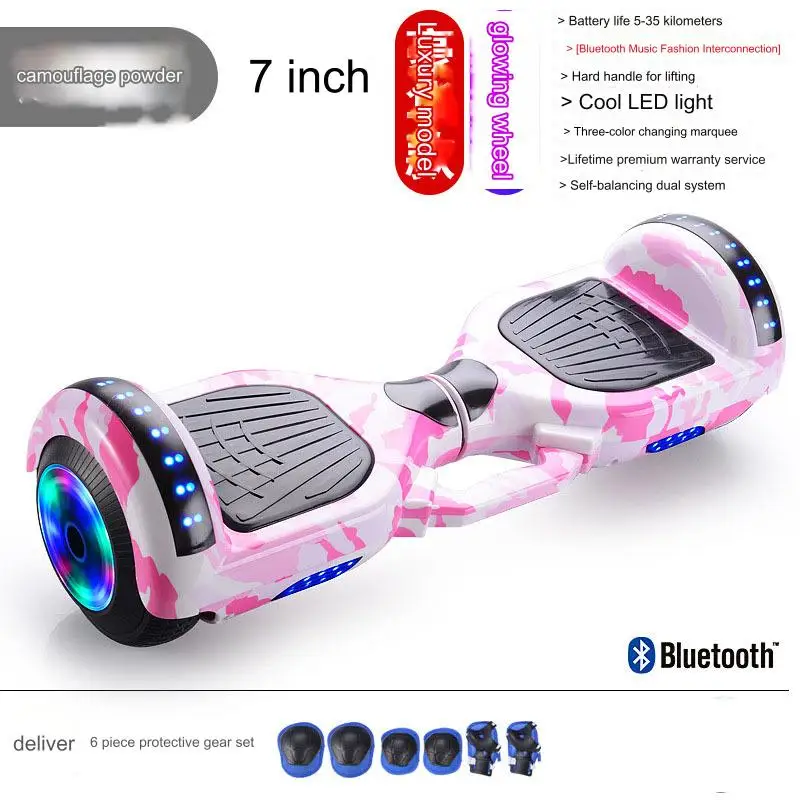 6.5-Inch Self-Balancing Electric Hoverboard with LED Lights 36V 4400m 10-Inch Tires Lithium Battery for Kids