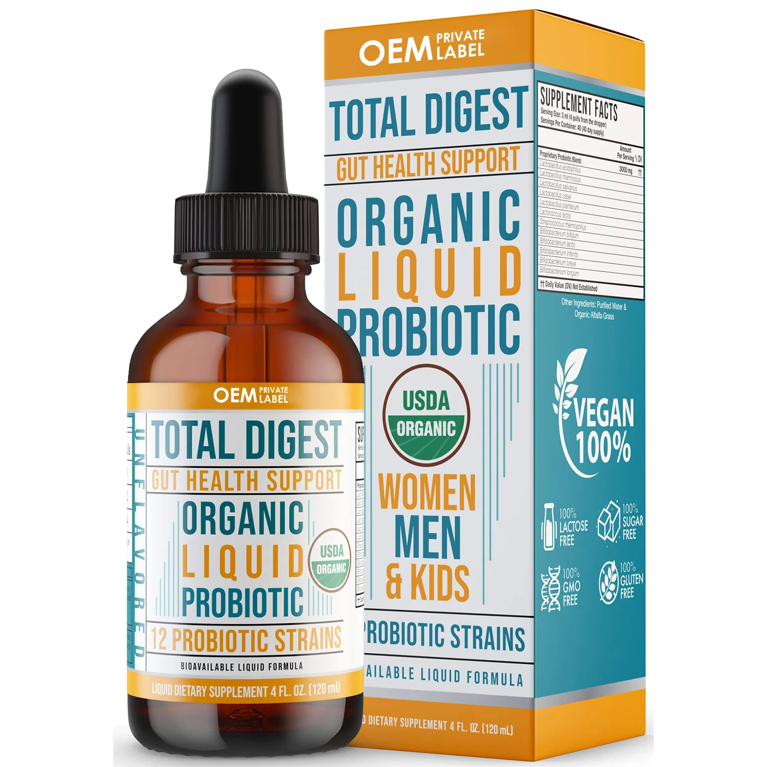 Probiotic Liquid Drops For Women Men Organic Acidophilus Probiotic Liquid Vegan Probiotic For Gut Health Prebiotics Supplement