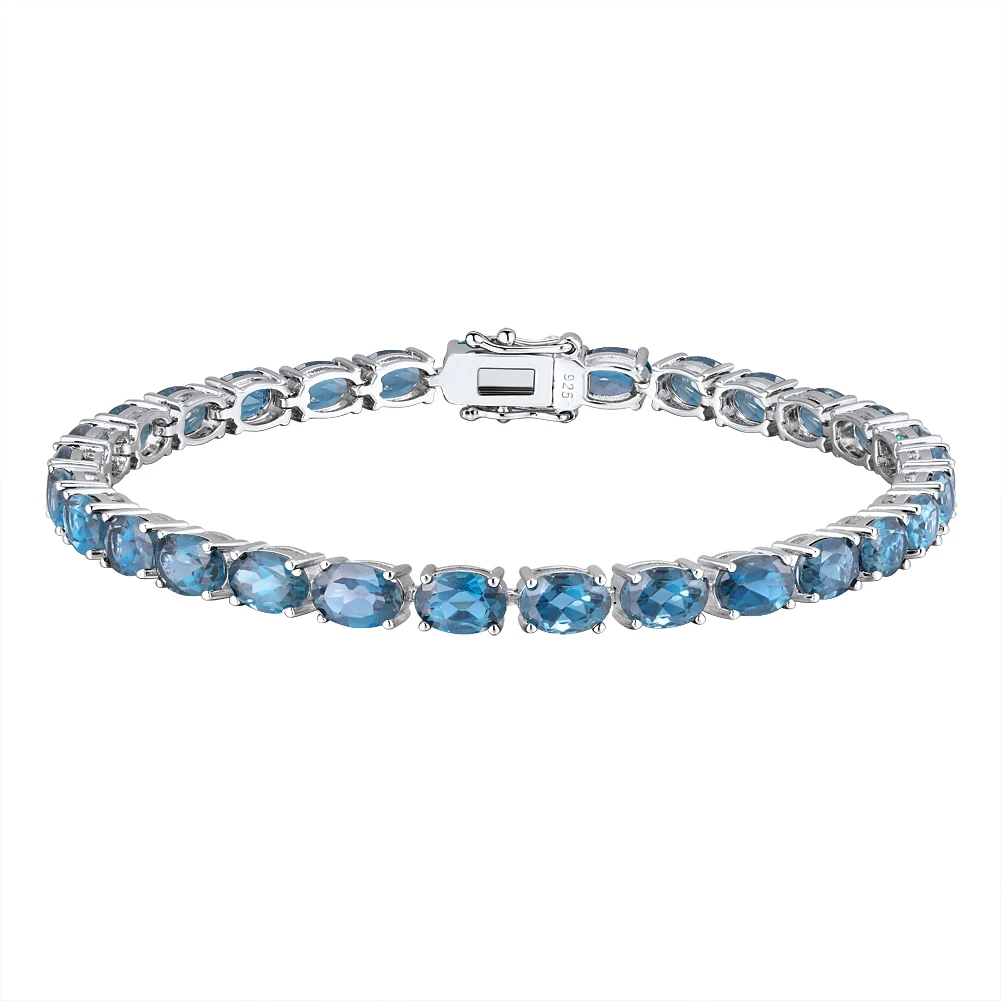 
Simple Fashion Jewelry bracelet women natural Blue Topaz gem 925 Sterling Silver Tennis Bracelet 