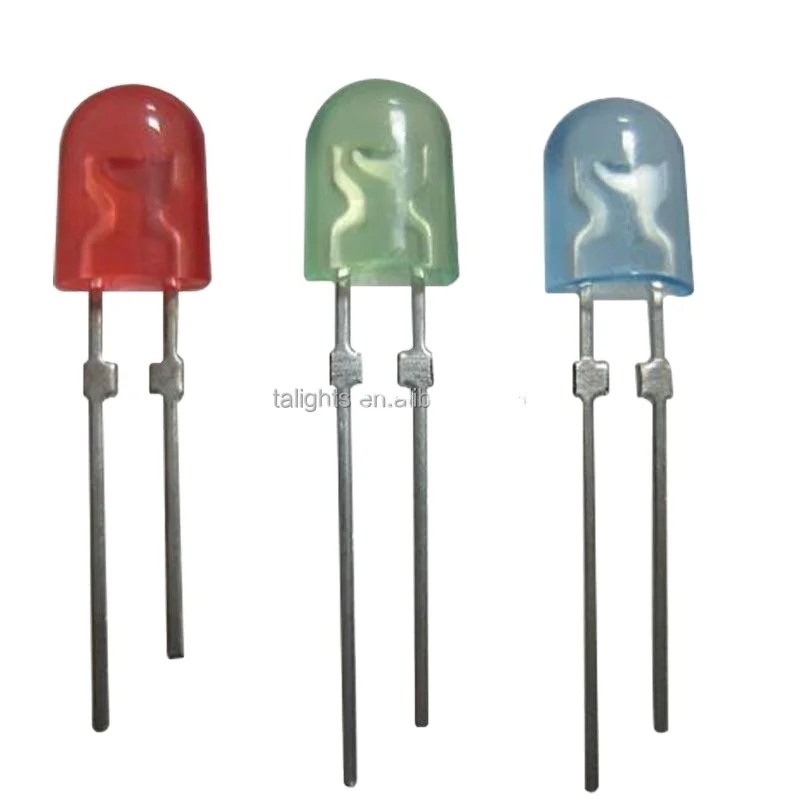 Factory price red yellow blue green  0.06w 5mm  4.8mm 30 degree dipl straw hat round leds diode for indicator light