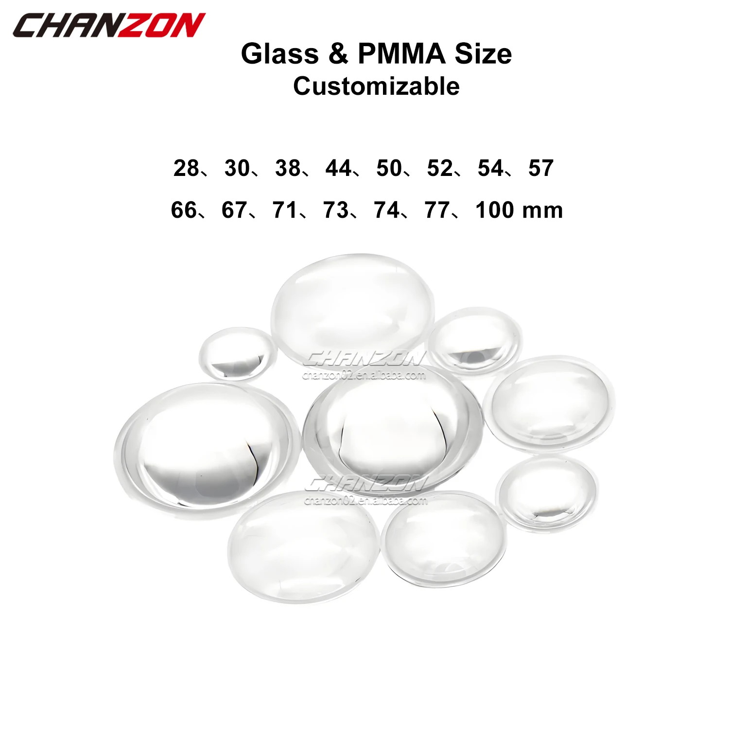 Customizable 44mm 57mm 77mm 100mm LED Chip Lens PMMA Glass Optical Reflector Collimator 30 60 90 120 Degree  For high power Cob