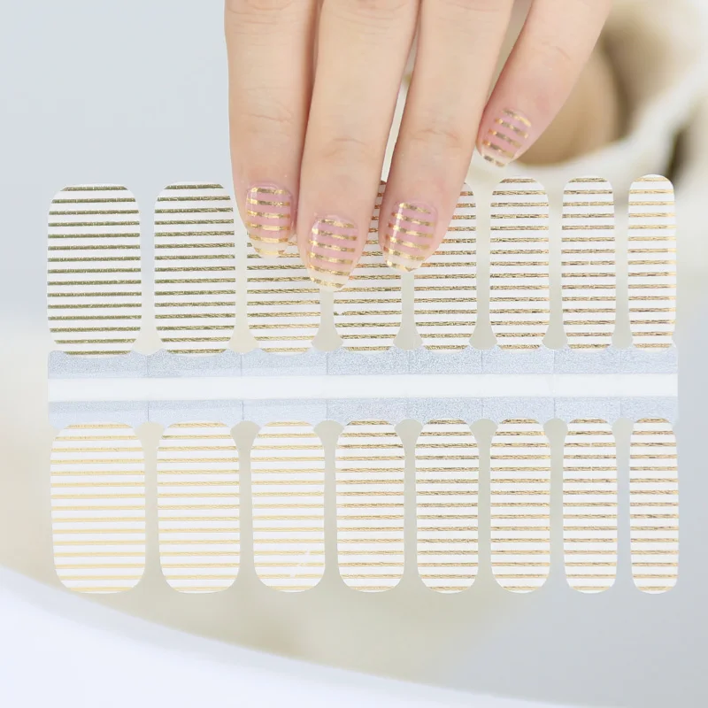 high quality metallic nail stickers factory sale waterproof nail gel polish strips