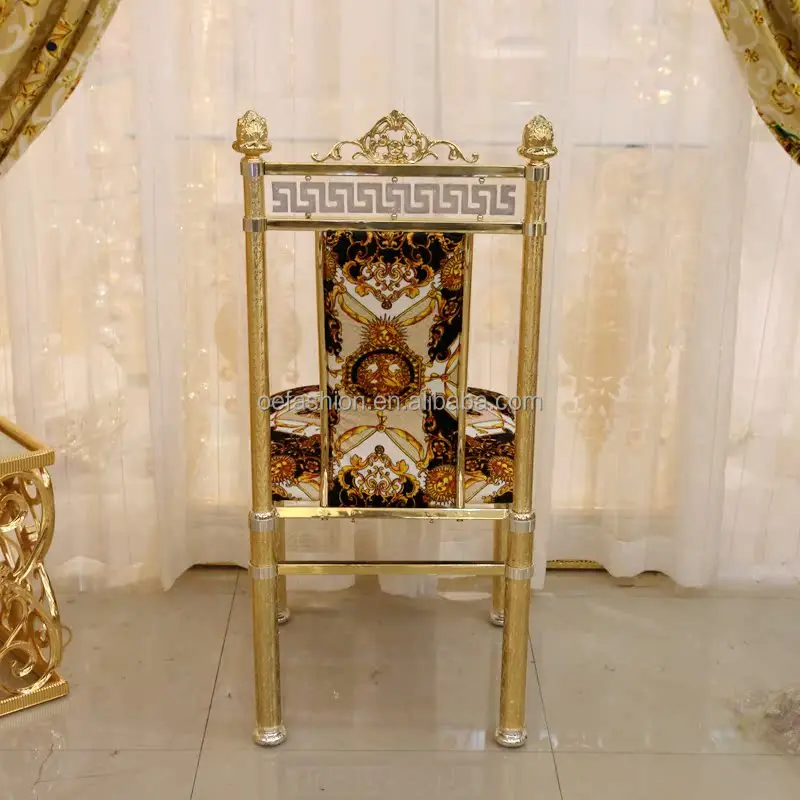 OE-FASHION Vintage Baroque style copper and alloy metal plated 18K real gold French matching dining chair