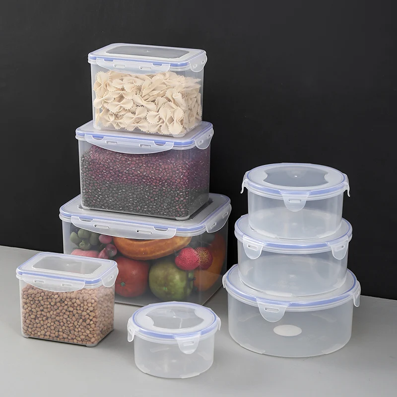 High Quality Keep Fresh Food Grade Plastic Transparent Food Storage Container Airtight With Clasp