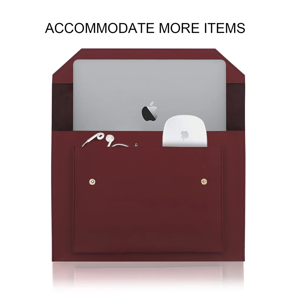 13' Premium PU Leather Skinny Notebook Computer Cover Waterproof Anti-Scratch Envelope Tablet Holder Bag Laptop Sleeve for Ipad