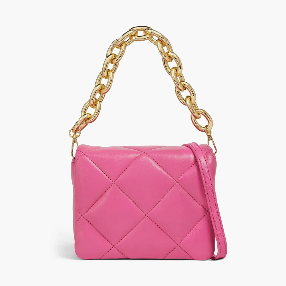 2024 Trendy Should bags Wholesale Fashion Hot Pink Women Lager Unique Metal Chain Diamond Clutch bag handbags