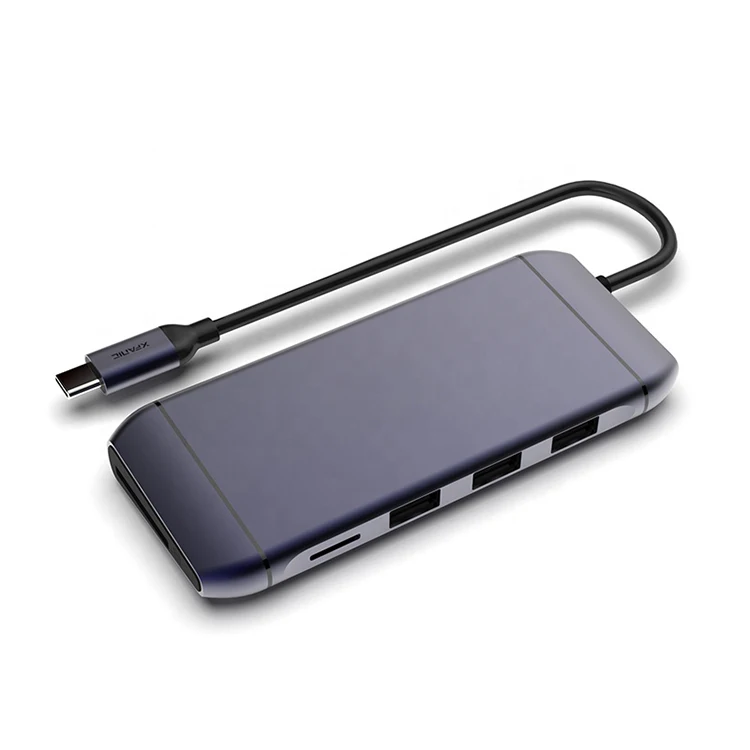 Pogo USB 3.0 TF/SD 1080P VGA Adapter 9 Ports Dongle Hub Type-c Dock Station For Video Converter