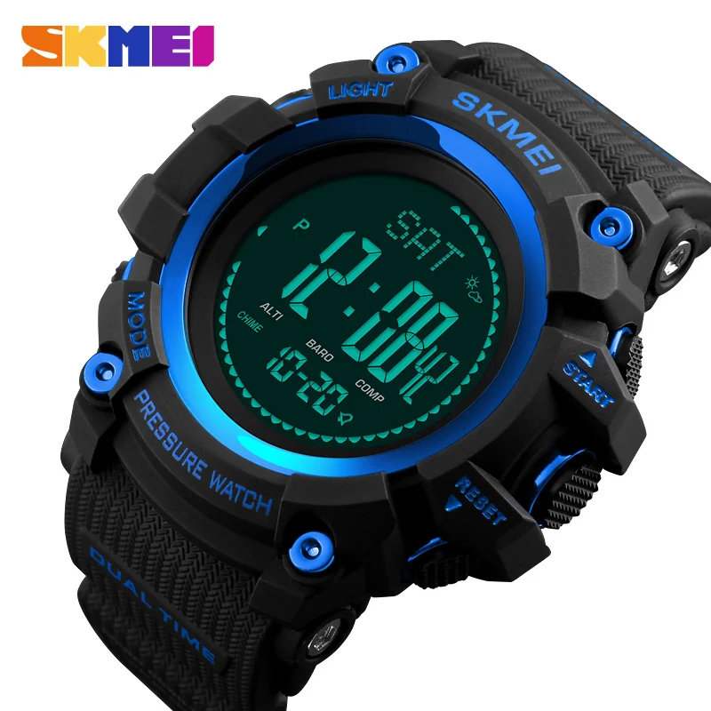 SKMEI 1358 Sport Stopwatch Compass Pedometer Watch Men Reloj de hombre Barometric Pressure Digital Watch