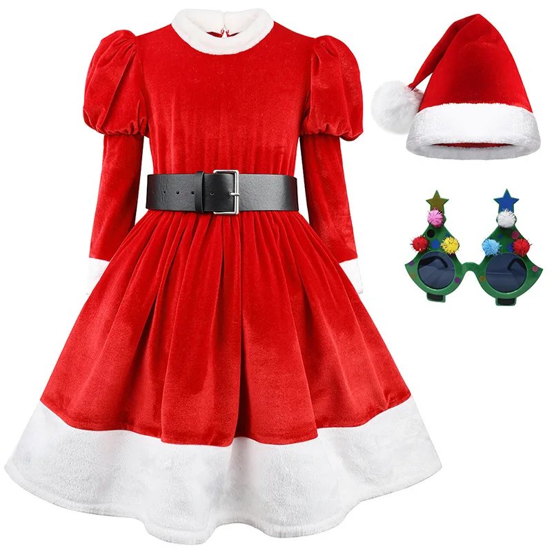 Best Made Girls Mrs Claus Costume Christmas Dress Outfit Red Velvet Dress Christmas Dresses For Girls