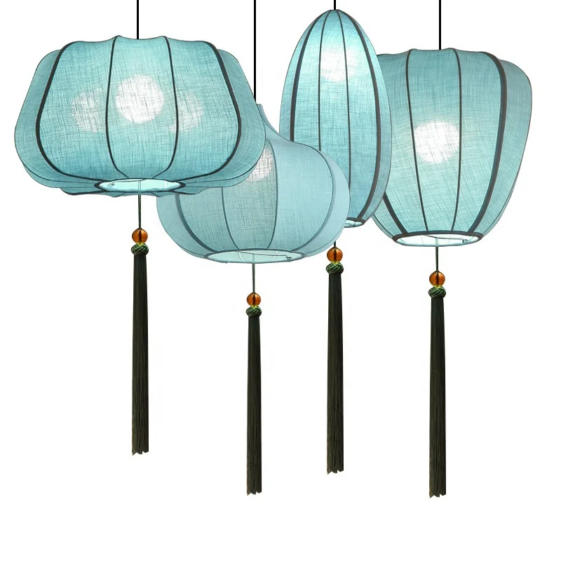 unique design metal blue handmade art deco wicker rattan hanging round circle pendant lamp for dinning room