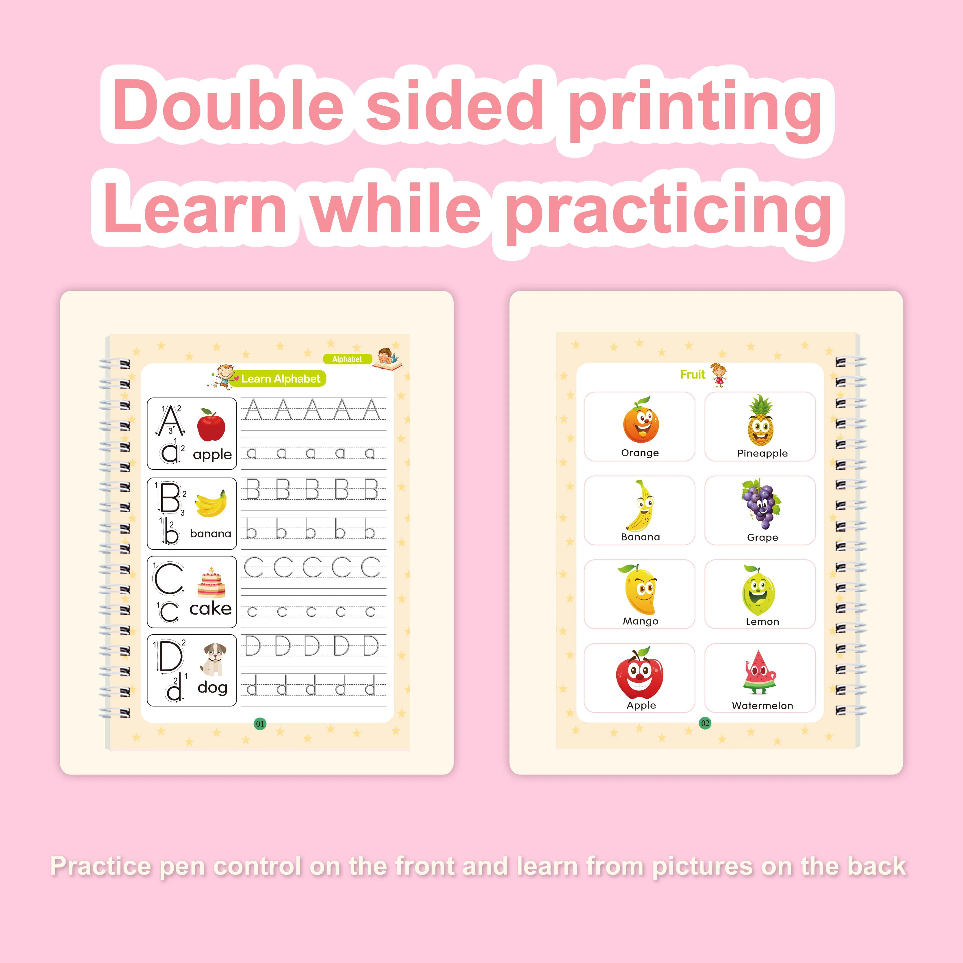 Hot Selling 4Pcs Set Children Practice Copybook Card Reusable Handwriting Calligraphy English Language Book