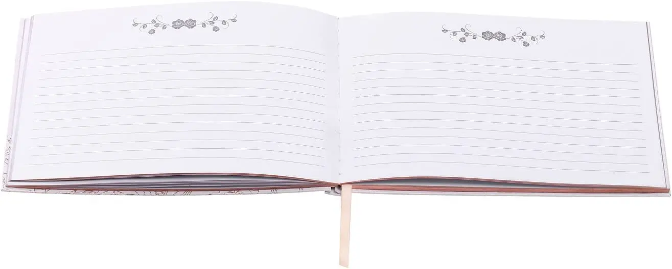 Wedding Guest Memory Book  White Elegant Hardcover Rose Gold Gilded Edge Hardbound Wedding Guest Book With 100 Pages