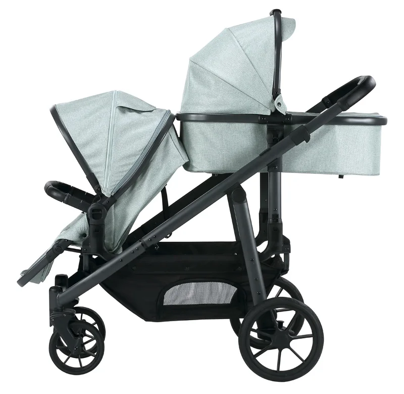 Eu Folding Baby Wagon Wholesale Twin Baby Wagon Stroller 4 Seat With CPC Certificate With Five-Point Safety Belt