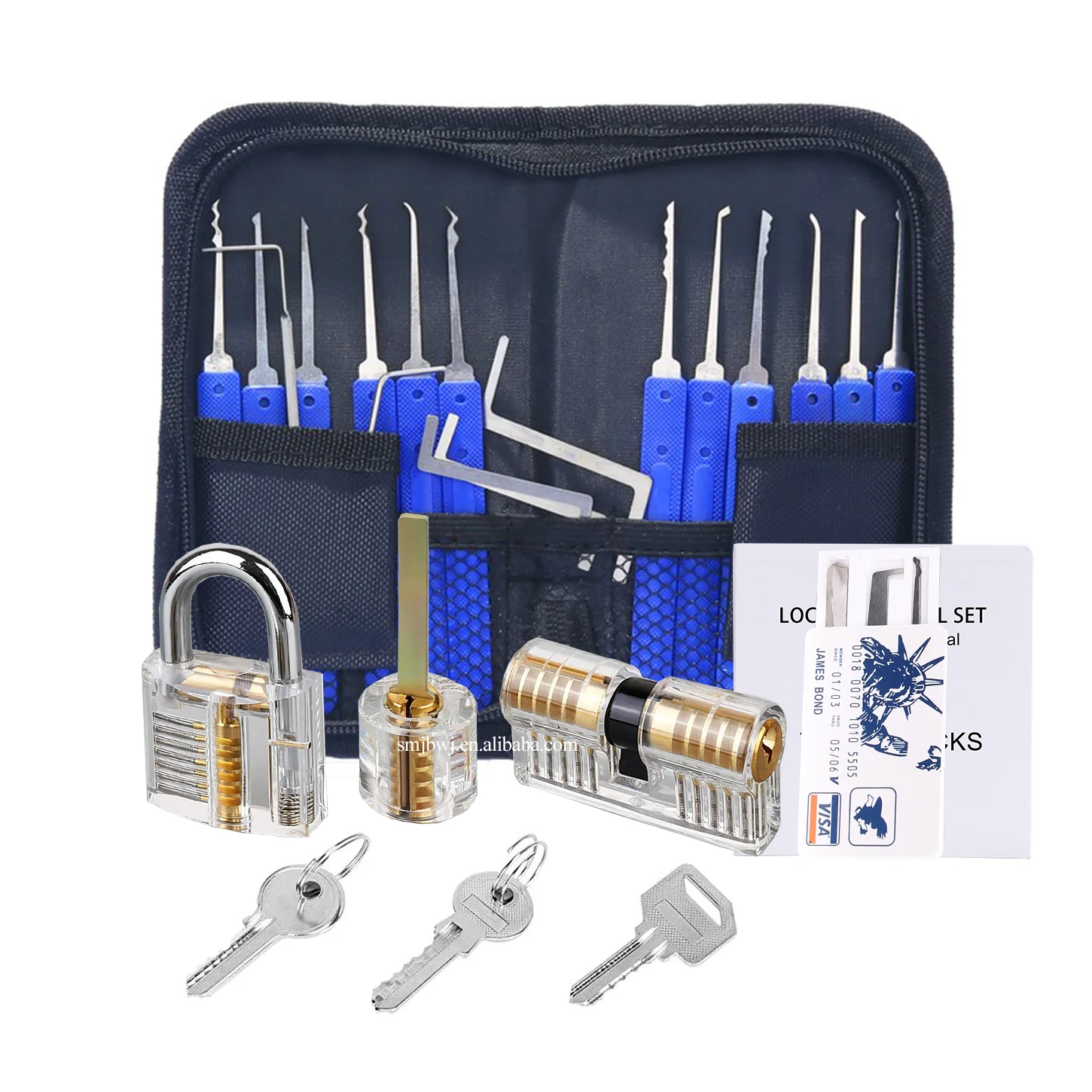 
17pcs Practice Stainless Steel Pick Kit Padlock Locksmith Lockpick Picking Tools Set with brass padlock 