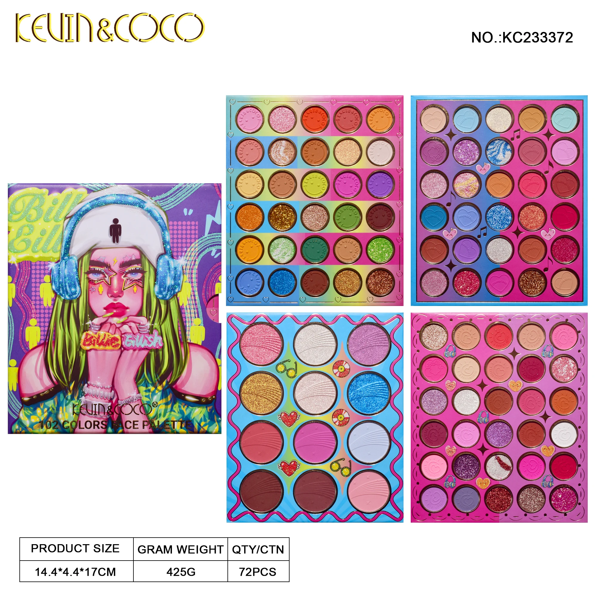 2023 Kevin Coco New Arrival all in 1 Cool Girl palette lipgloss  Long Lasting high pigment eyeshadow  sombra de ojos