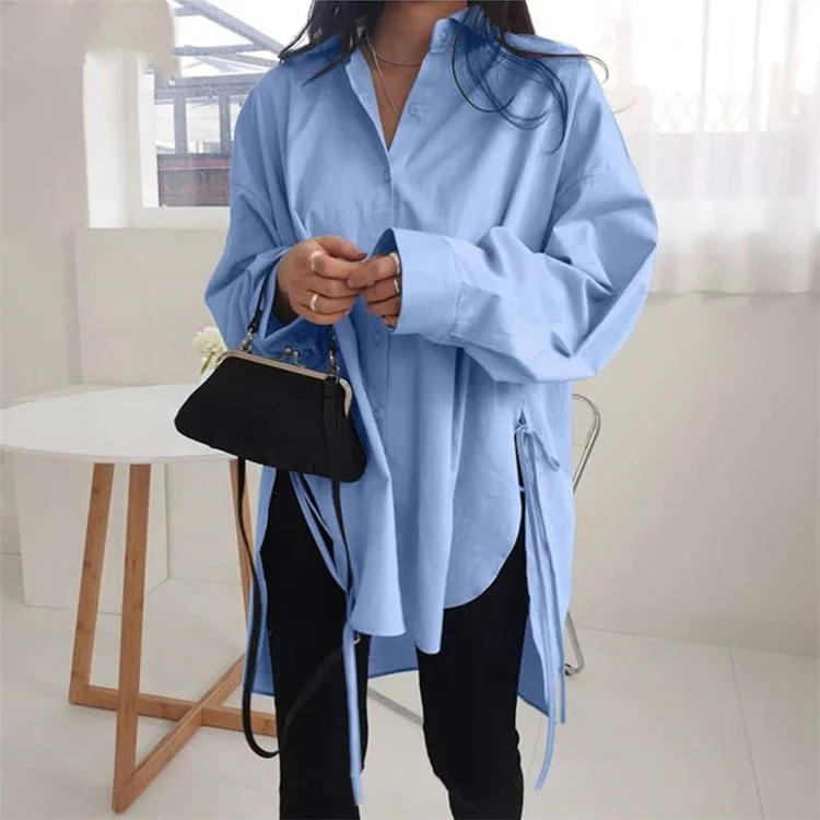 
LF-36 Woman Summer Clothes Fashion 2021 Ladies Blouse Tops Oversized Designer Lace Up Spring Plus Size Shirts for Women Blouses 