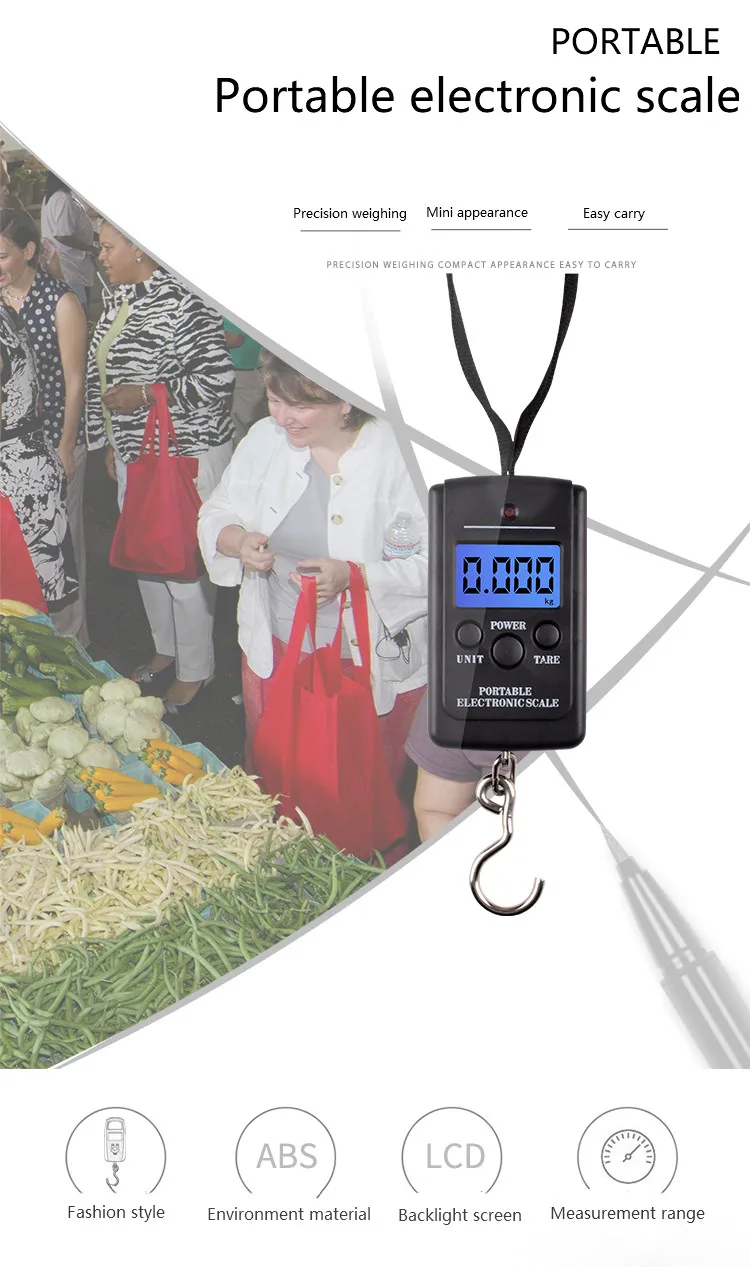 Clearance price Portable 40kg 10g Electronic Scale Hanging Fishing Luggage Digital Pocket Weight Hook Scale Worldwide Store