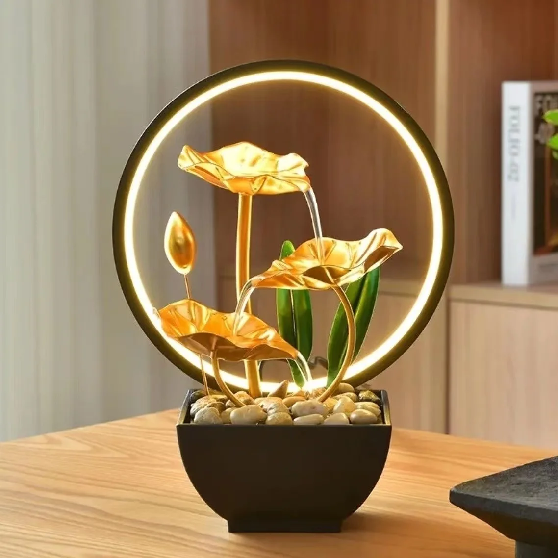 Metal Decorative Water Feature Indoor mini Tabletop Water Fountain  Metal Flower Home Indoor DIY Fountain