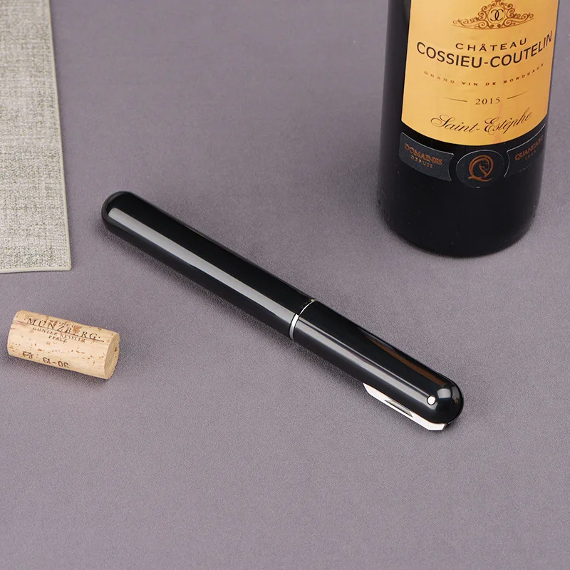 2-in-1 Wine Red Needle Pen-Shaped Air Pressure Bottle Opener Portable Travel Wine Corkscrew