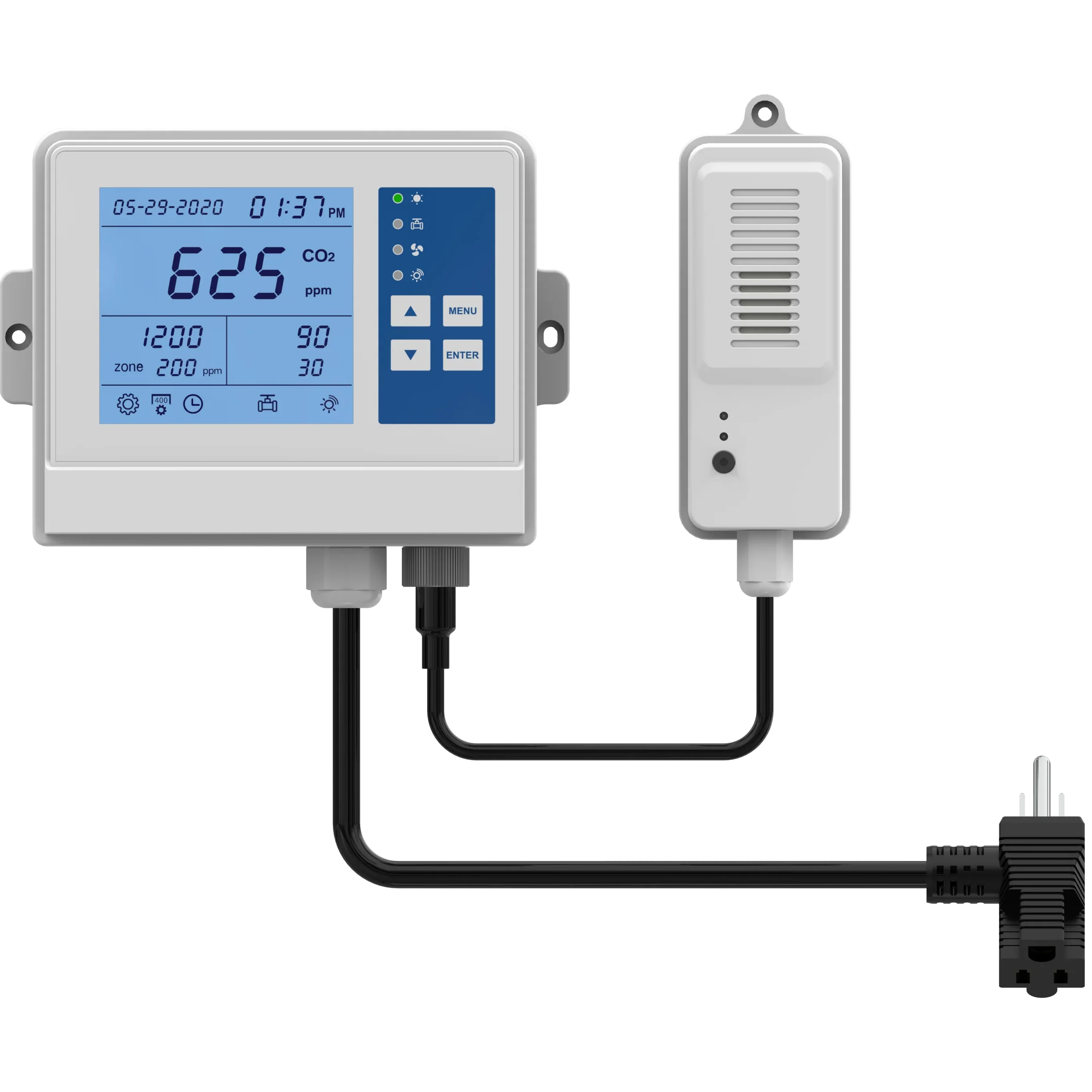 CO2 Controller for greenhouse with Remote sensor, CO2 Regulator valve control auto photocell sensor for Grow Room, Home Grower