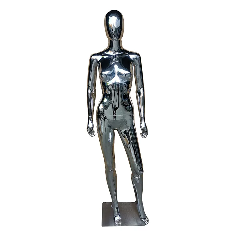 Silver Nude Female Full Body Male Plastic Electroplate Abstract Chrome Mannequin