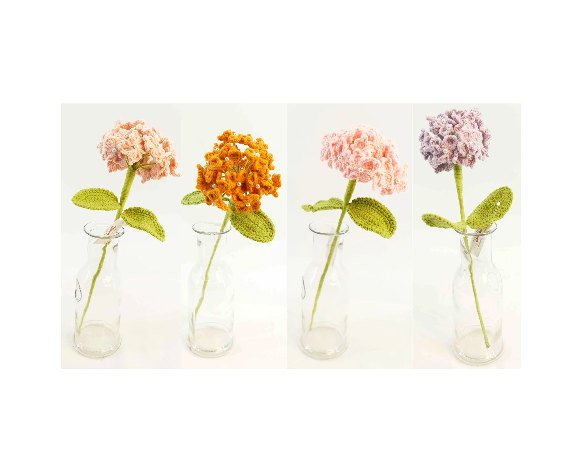 Wholesale Mini Flowers Wool Crochet Indoor Decorative Flowers Hydrangea Art Home Decoration