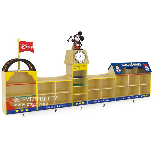 Preschool Funiture Kindergarten Kid Colorful HDF Wooden Children Toy Storage Cabinet