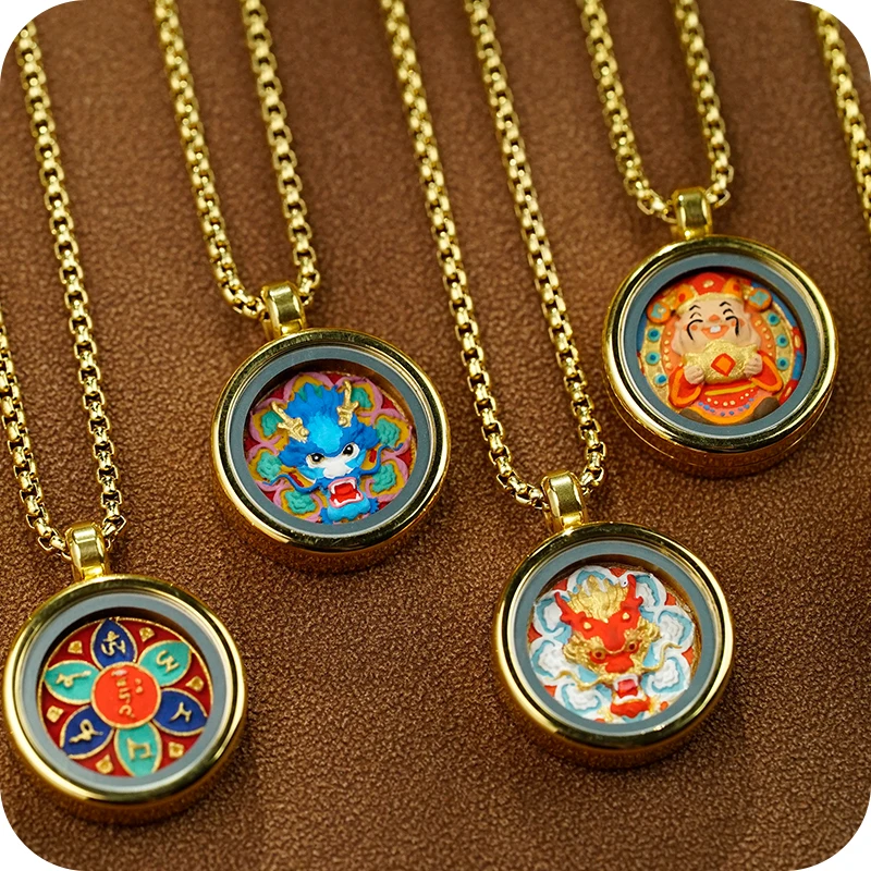qianguyi Round titanium steel hand painted dragon auspicious body exquisite lucky custom painting wholesale and retail