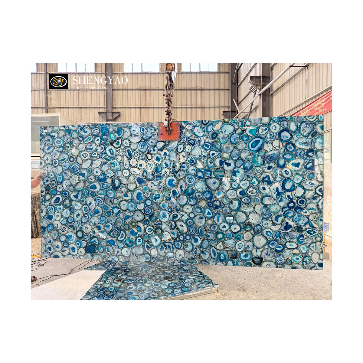 1600*3200mm Large Size Natural Brazilian  Polished Luxury Stone Blue Agate Stone Slabs