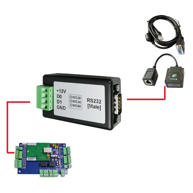 Bidirectional RS232 to Wiegand26/34/66bits to RS232 support all these three output format in Hex card number