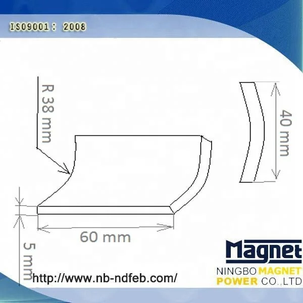 N52 Permanent Segment  Neodymium Magnet for  High Power Motor