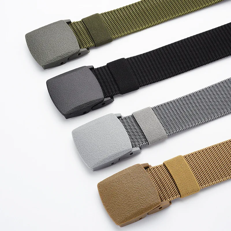 Factory Wholesale High Quality Plastic Buckle 3.8cm Canvas Custom logo Men Fabric Belt