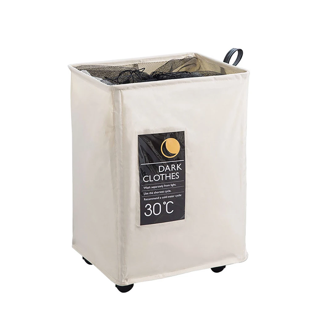 New Japanese Oxford Cloth Heavy Duty Pop Up Hamper Middle Size Wheel Laundry Hamper Bedroom Hamper With Handle