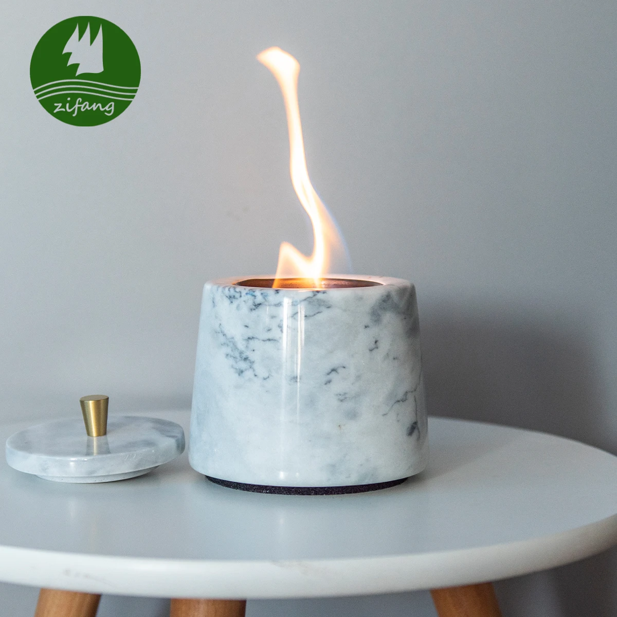 High Quality Round Smokeless Real Marble Stone Table Top Mini Personal Tabletop Portable Bio ethanol Alcohol burner Fireplaces